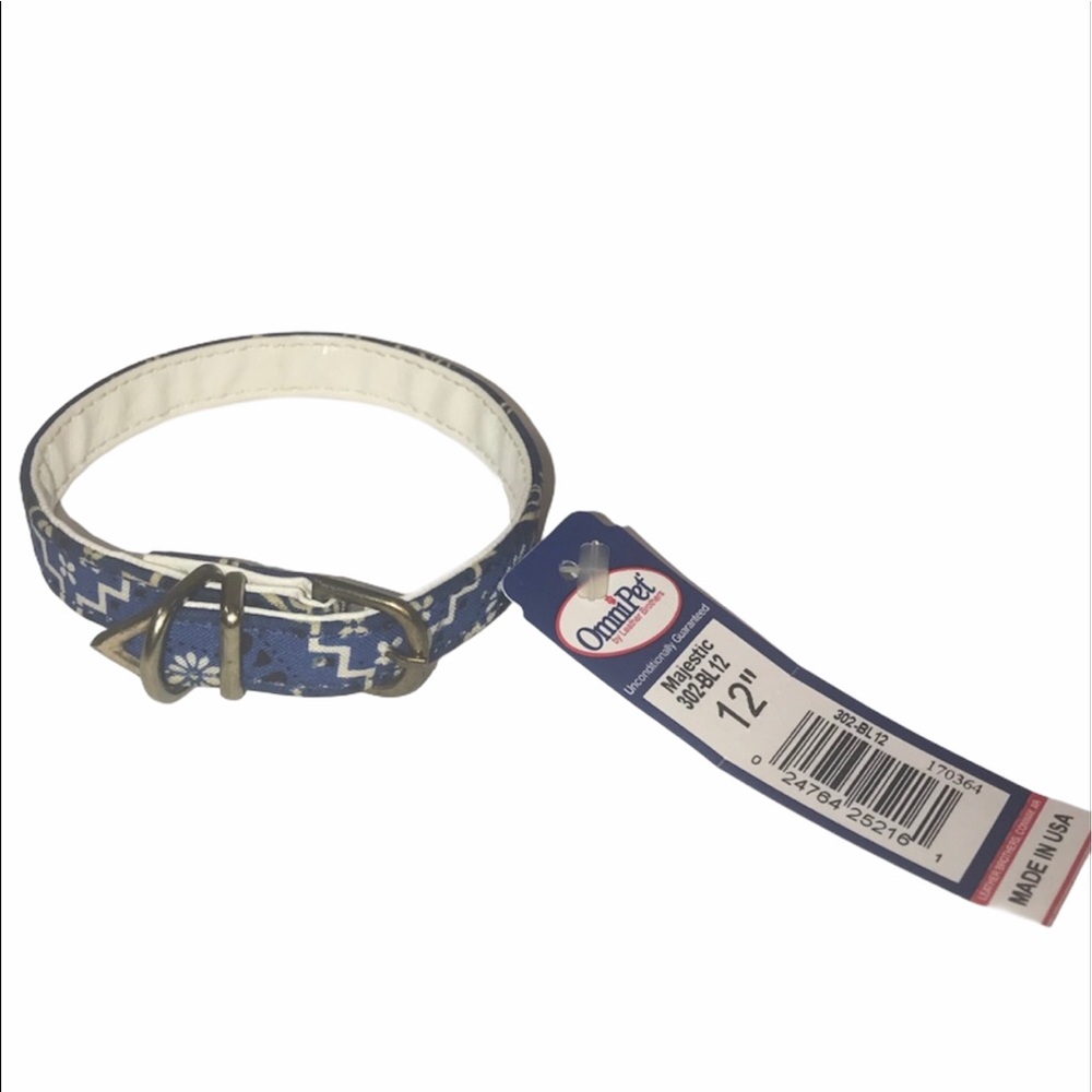 Omnipet Dog Pet Animal Collar Blue Paisley Gold 12